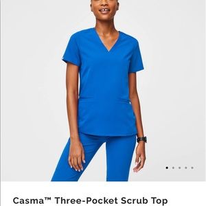 Figs royal blue 3 pocket scrub top